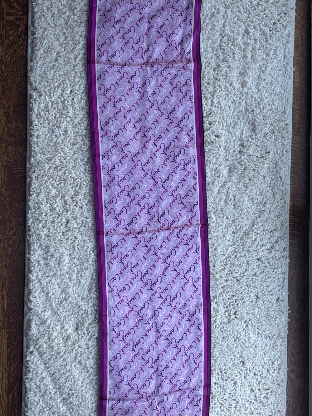 Coach Purple Script Logo Silk Scarf